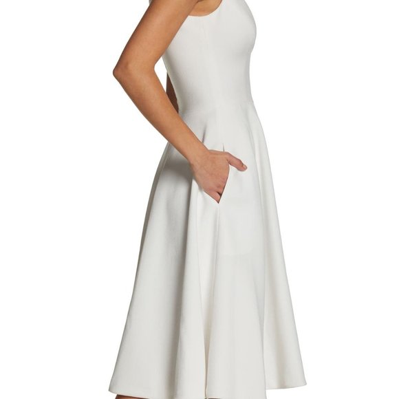DRESS THE POPULATION Catalina Fit & Flare Dress Off White Small (4-6) NEW - Picture 3 of 8